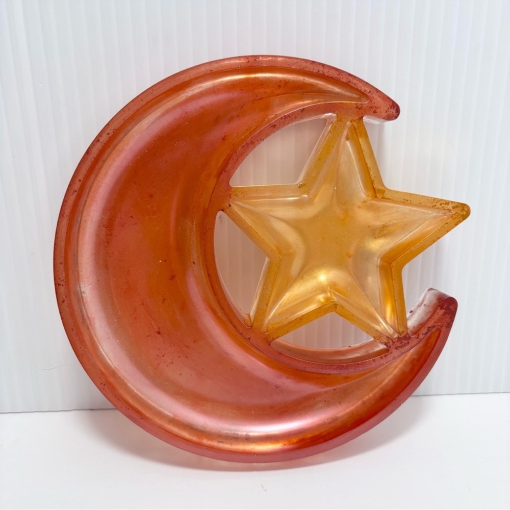 Star and‎ Moon jewelry holder/ tray holder brown orange yellow